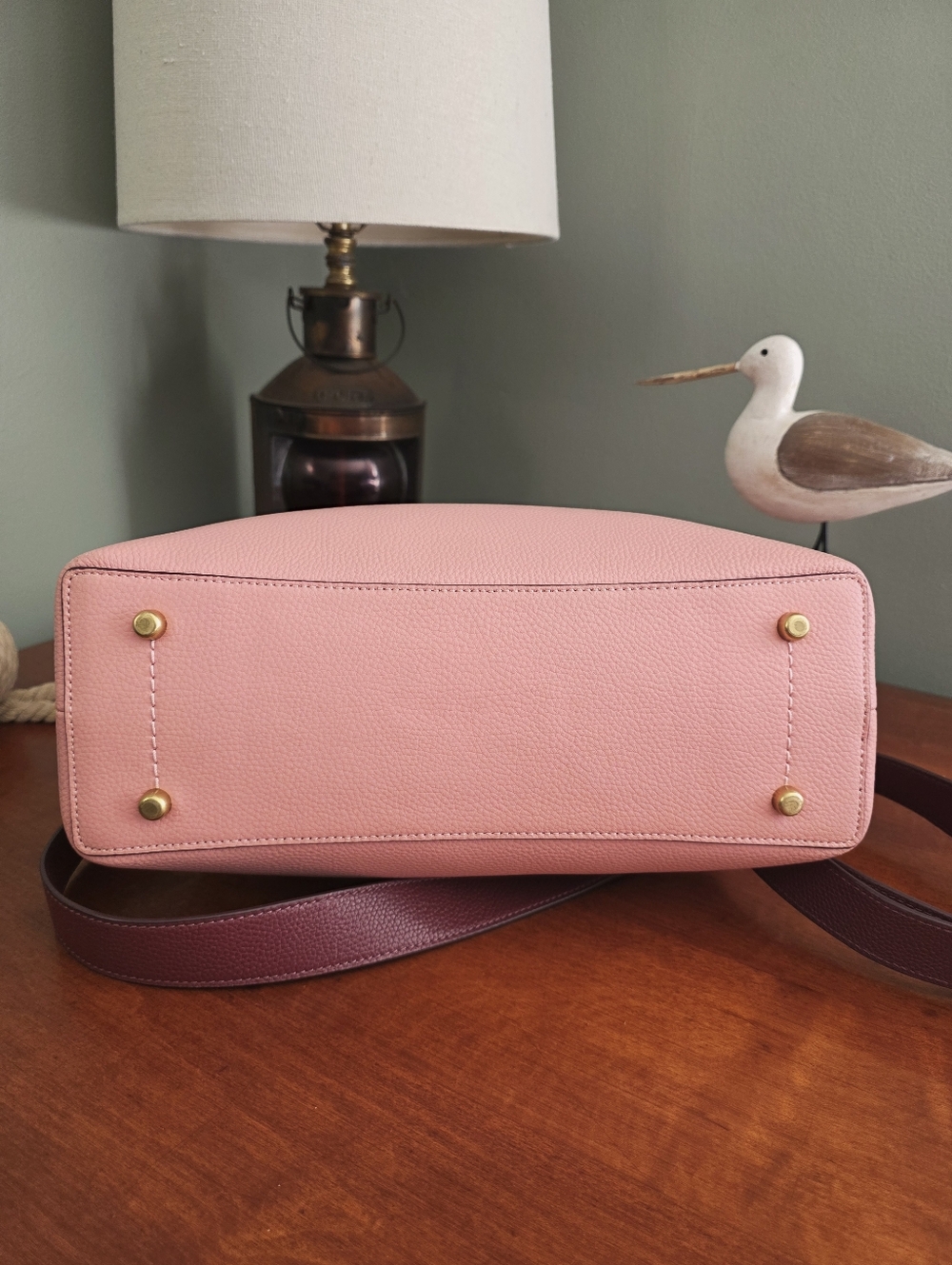 Coach C2590 Willow Shoulder Bag Colorblock Pink Burgundy Leather Purse - Picture 9 of 16